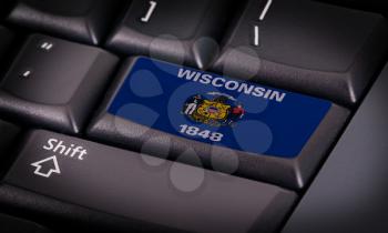 Flag on button keyboard, flag of Wisconsin