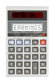 Old calculator showing a text on display - earnings