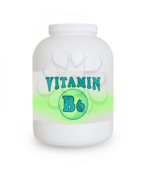 Vitamin B6 container, isolated on a white background
