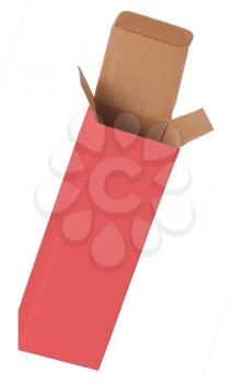 Red cardboard box on a white background