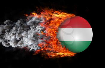 Concept of speed - Flag with a trail of fire and smoke - Hungary