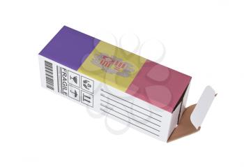 Concept of export, opened paper box - Product of Andorra