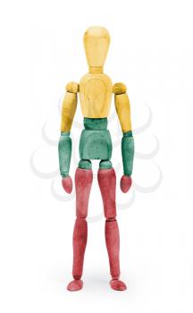 Wood figure mannequin with flag bodypaint on white background - Lithuania
