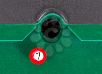 Red snooker ball is going to fall - number 7