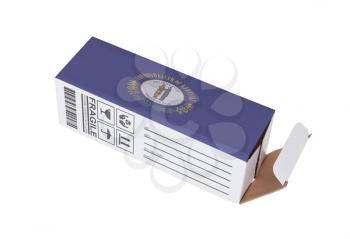 Concept of export, opened paper box - Product of Kentucky