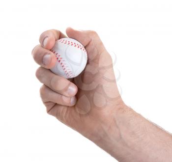 Small toy baseball isolated on white background