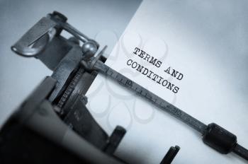 Vintage inscription made by old typewriter, Terms and conditions