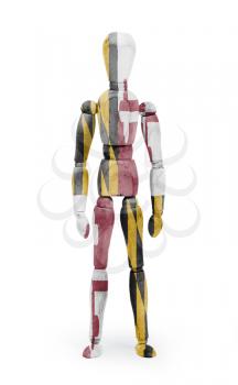 Old wood figure mannequin with US state flag bodypaint - Maryland