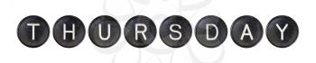 Typewriter buttons, isolated on white background - Thursday