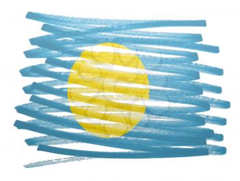 Flag illustration made with pen - Palau