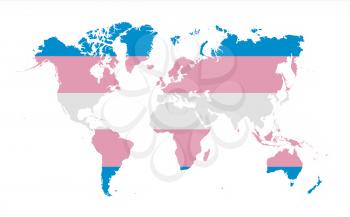 Map of world isolated on white, Trans Pride