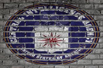 Dark brick wall texture - flag painted on wall - CIA