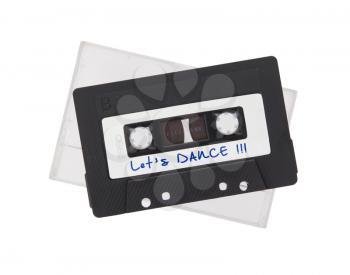 Vintage audio cassette tape, isolated on white background, Dance