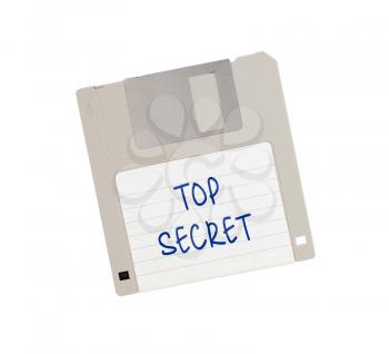 Floppy Disk - Tachnology from the past, isolated on white - Top secret