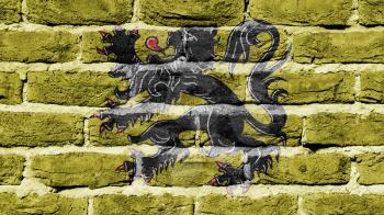 Very old dark red brick wall texture, flag of Flanders