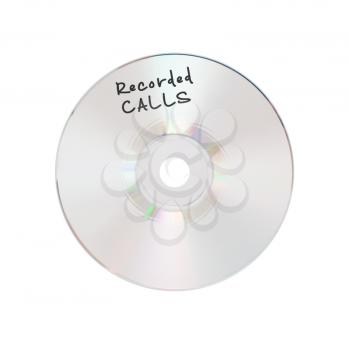 CD or DVD isolated on a  white background, recorded calls