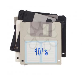 Floppy disk, data storage support, isolated on white - 90s