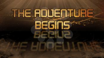Gold quote with mystic background - The adventure begins
