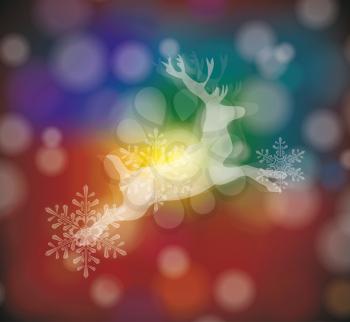 Royalty Free Clipart Image of a Christmas Reindeer on a Bokeh Background