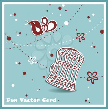 wedding invitation card with a bird cage 