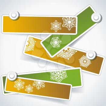 Christmas stickers with snowflakes and pins