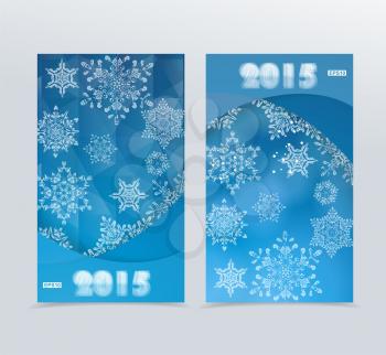Vector Banners with a Blue Winter Background with Snowflakes 