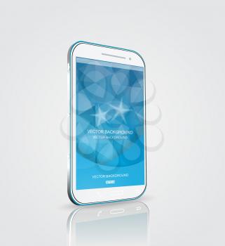 Smart phone, touch screen phone with blue background 