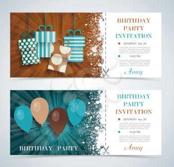 Complimentary ticket to a party on  birthday, various vector design.