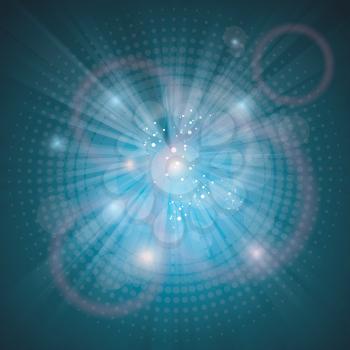 Abstract fractal blue background with light swirl. Vector illustration.