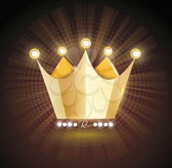 3D Gold crown icon isolated ondark transparent background. Vector illustration. Eps 10.