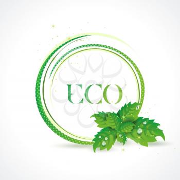 Eco symbol with green leaves, vector icon.