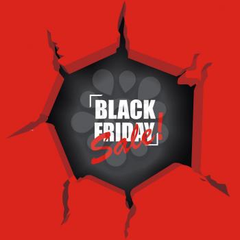 Black Friday. Big Sale. Ragged edges of red paper background for your design. Vector illustration.