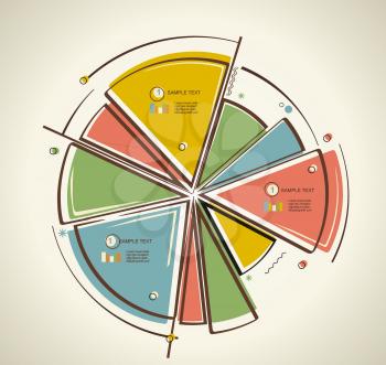 Flat design of business pie chart for documents and reports for documents, reports, graph, infographic, business plan, education.