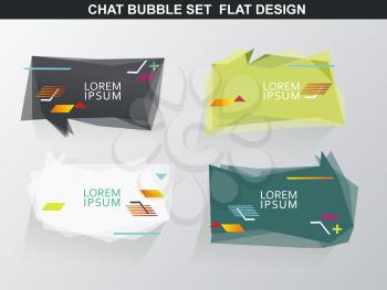  Chat bubble with geometric simple shapes, abstract design, vector.