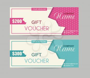 Gift voucher template with abstract design, vector.