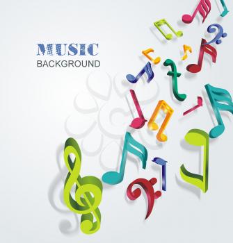 Abstract background with colorful music notes, vector illustration.