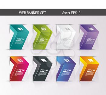 Business Design Template with bright 3d cubes. Can be used for step lines, number levels, timeline, diagram, web design.