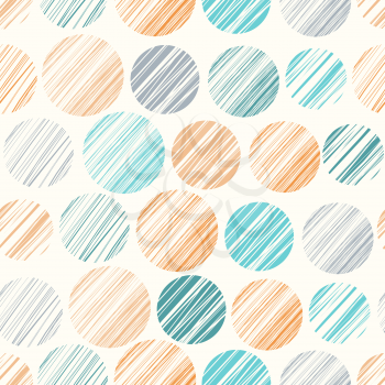 Seamless pattern with hand drawn polka dot ornament