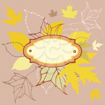 Colored leaves background with frame for text