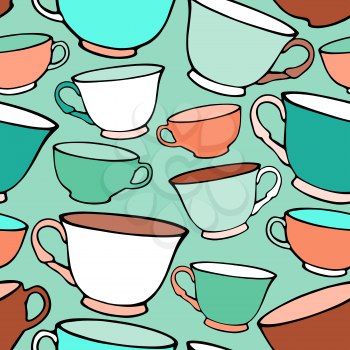 Seamless pattern with decorative cups