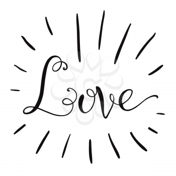 Love hand lettering isolated on white background