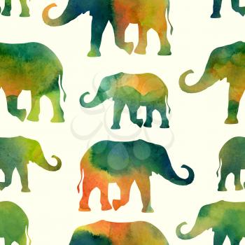 Watercolor pattern with elephHANTS