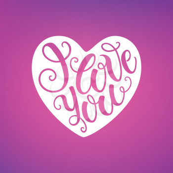 I love you doodle decorative hand lettering on blured background. Can be used for website background, poster, printing, banner, greeting card. Vector illustration