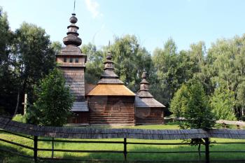 nice wooden and old church in village of Western Ukraine