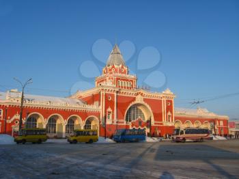 View to the beautiful railway station in Chernigiv town