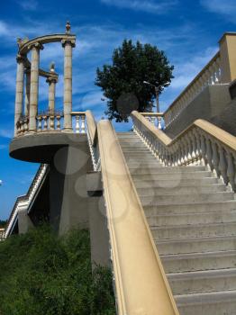 The image of beautiful stairs leading downwards in the city