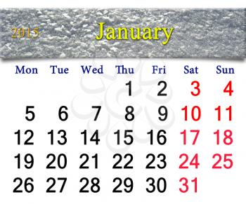 beautiful calendar for the January of 2015 with the ribbon of snowy layer
