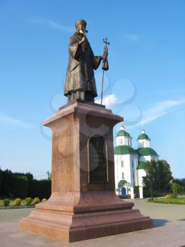 Religious place with monument in Priluky town in Ukraine