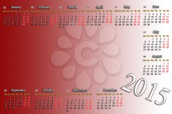 beautiful claret and white calendar for 2015 year with place for image
