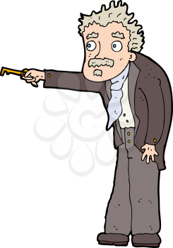 Royalty Free Clipart Image of a Old Man with Key
